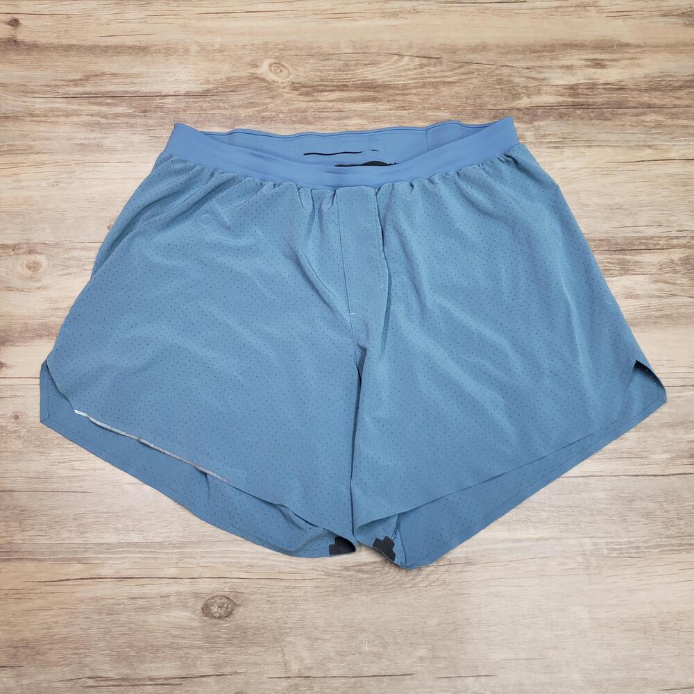 Lululemon Running Shorts Mens Large Blue 7in Lined Mesh Reflective Zip Pocket